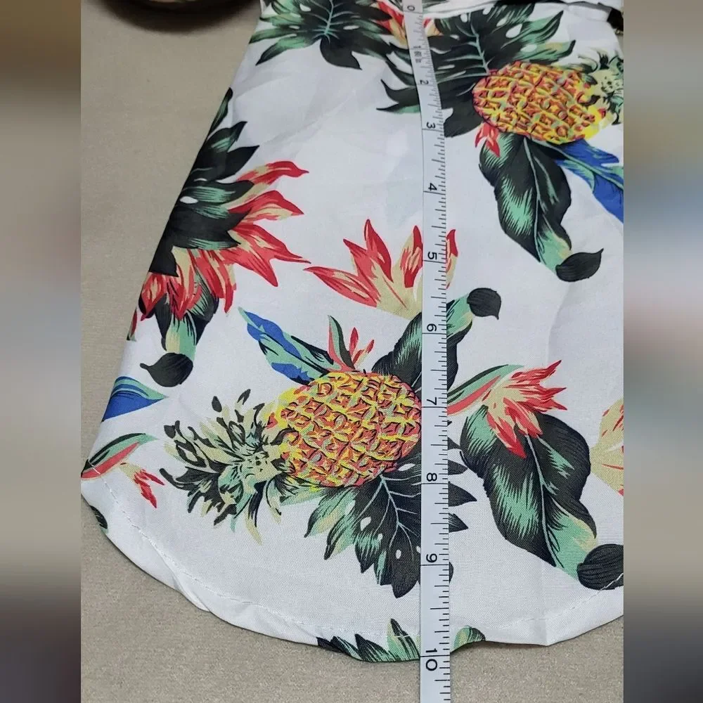 Pet NWOT White Pineapple Print Lightweight Hawaiian Style Shirt Size Medium